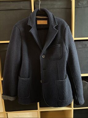 Slate & Stone Navy Textured wool blend Knit Sport Coat